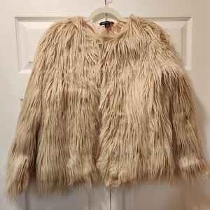 Beige Shaggy Faux Fur Coat